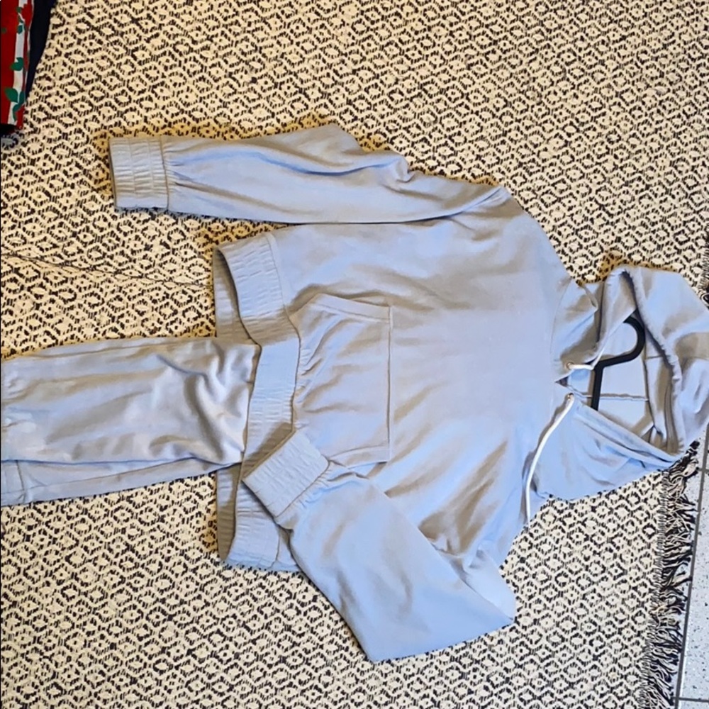 Baby blue velour tracksuit